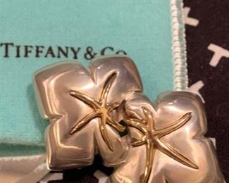 Very Rare Tiffany Sterling and 18k Gold Brooch Pin