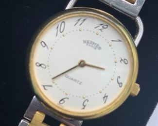 Vintage Hermes Ladies Arceau Watch 18k GoldPlated Stainless Steel