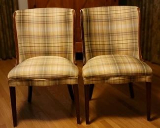 Pair of custom upholstered vintage side chairs