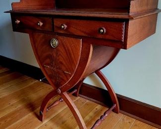 Flamed Mahogany Bar Cabinet by Milling Road for Baker Furniture 