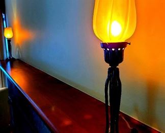 Pair Candle Lamps with Tulip Shades from Restoration Hardware