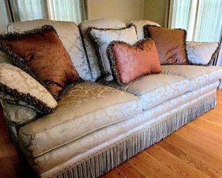 Custom Damask upholstered Formal Davenport from Parker Furniture
