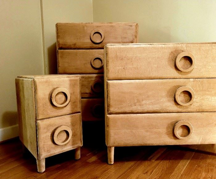 3-pc Mid-Century bedroom set stripped down and polished to her NATURAL BLONDE!