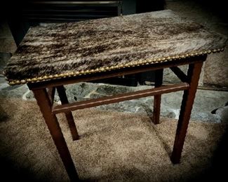 Iron & Hide Side Table