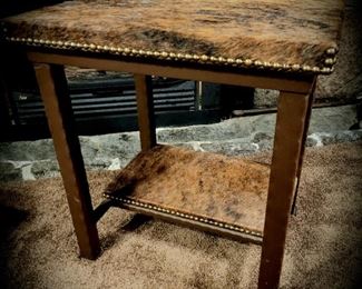 Iron & Hide Side Table