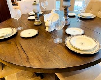 RH - Restoration Hardware Salvaged Wood Trestle Round Dining Table