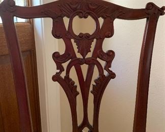 $95- Solid hand caved mahogany claw  foot chair 