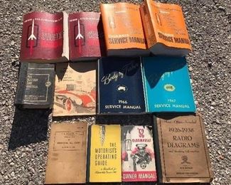 Vintage radio manuals and auto service manuals - there is a lot more than pictured!