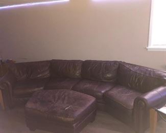 Macy’s leather sofa sectional. Great for basement man cave etc. 150