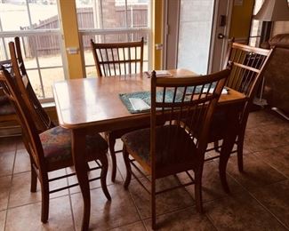 French country dining set, 6 chairs, leaf, and table 