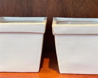 Item 227: Two white planters - 6.5" x 5.5": $16