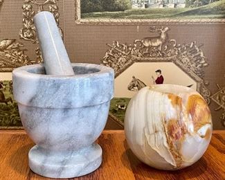 Item 4: Marble Mortar & Pestle and Candle Holder: $28