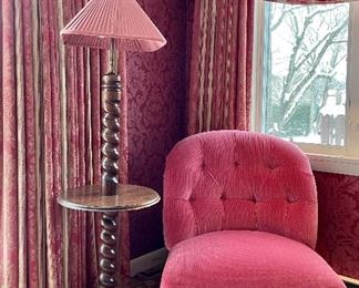 Item 168:  Barley Twist Table Lamp with Pink Shade - 61": $95