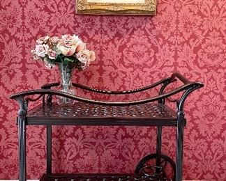 Item 170: Metal Rolling Cart - 36"l x 22.5"w x 33"h: $125