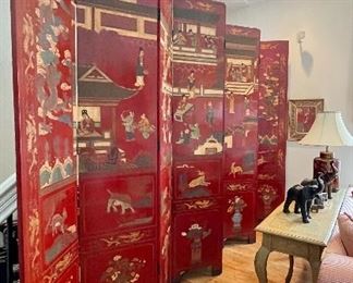 Item 39:  Asian Inspired Folding Screen - 18"l x 1"w x 96"h (each panel - there are 8 panels):  $800
