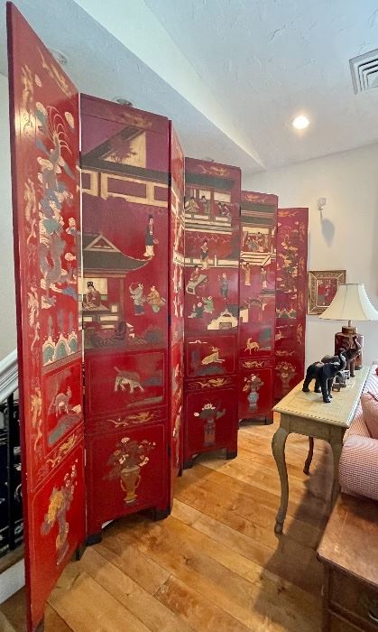 Item 39:  Asian Inspired Folding Screen - 18"l x 1"w x 96"h (each panel - there are 8 panels):  $800