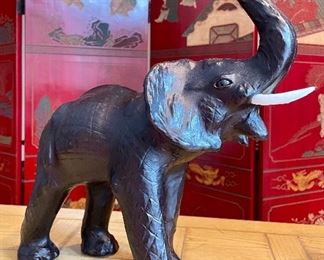 Item 30: Vintage Leather Elephant - 13.5": $38