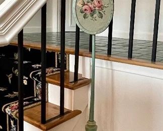 Item 108: Antique Pole Screen with Original Paint- 9" x 57.5": $125