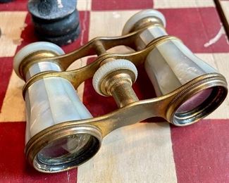Item 153: Vintage Mother of Pearl Binoculars - one lens is slightly compromised - but still a pretty display piece: $14