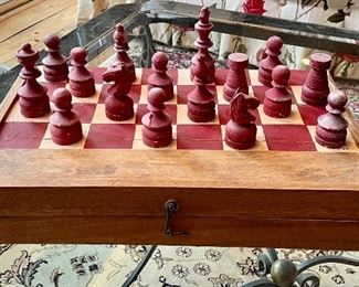 Item 37: Distressed Wooden Chess Set - 20"l x 1.5"w x 16"h: $28