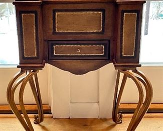 Item 180: Small, decorative side chest - with broken left hinge - 19"l x 16"w x 27.5"h: $35