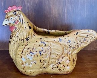 Item 206: Heavy Rustic French Country Chicken Planter - 13" x 9": $28