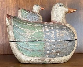 Item 208: Rustic Folk Art Duck with Baby - 9.5" x 8": $32
