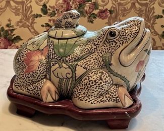 Item 35: Asian Ceramic Frog with Baby Frog on Top - 9" x 7.5": $95