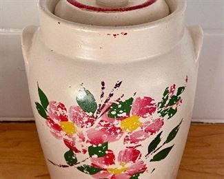 Item 272: Ransburg Antique Crock Biscuit Jar -10": $45