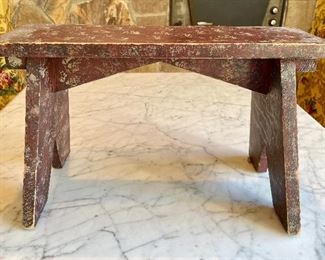 Item 80: Spatterware Painted Stool - 17.75"l x 5.75"w x 11"h: $26