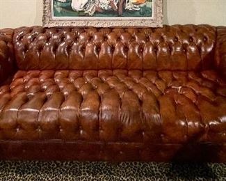 Item 65: Chesterfield Sofa - many condition issues - 89"l x 20.5"w x 27"h: $325