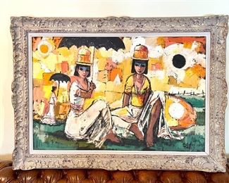 Item 51: MCM Nicolas Takis Painting, Oil on Canvas - 43.25" x 31.25": $450