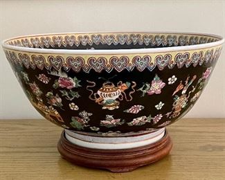 Item 111: Asian Inspired Bowl on Stand - 14.25" x 8": $95