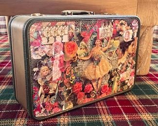 Item 250: Fun Decoupage Vintage Suitcase - 21" x 7": $14