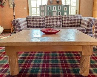 Item 183: Large, Rustic, Country Style Coffee Table - 48"l x 48"w x 19"h: $375