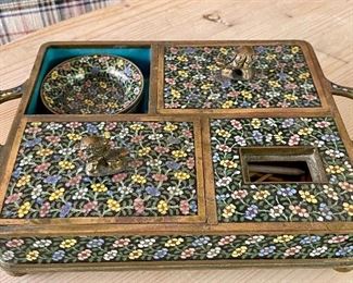 Item 259: Antique Chinese Smoking Set - may be missing the cover for the little hole on the right that is the match case - 9.5"l x 2"w x 6.25"h: $225