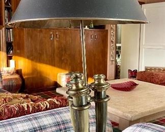 Item 189: Three Horn and Brass Table Lamp - 27": $75