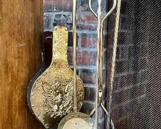 Item 194: Fireplace Tools with Bellow - please note condition issues: $28