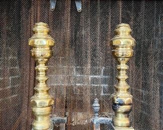 Item 195: Heavy Brass Andirons - 8" x 23.25": $95