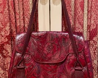 Item 311: Vaughn New York Rose Embossed Leather Handbag: $45