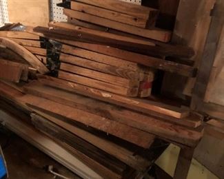 Lots of lumbers, more not in this picture, including large and thick vintage solid wood counter top