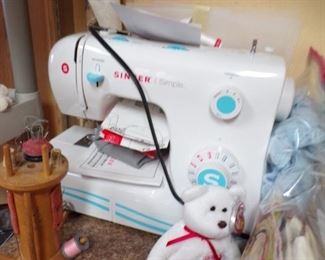 singer sewing machine, many notions & projects