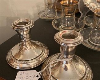 Pair of sterling candle holders