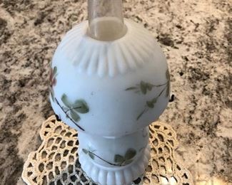 Miniature satin glass oil lamp