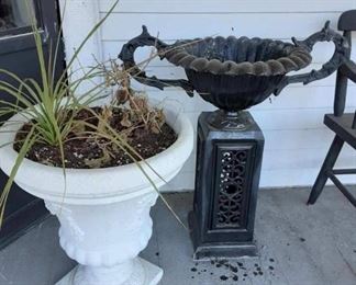 flower pot and urn on pedestal