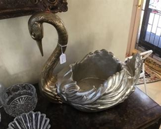 Chapman Brass and Silvered Body Swan