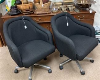 Pair of MCM Black and Chrome Desk Chairs 