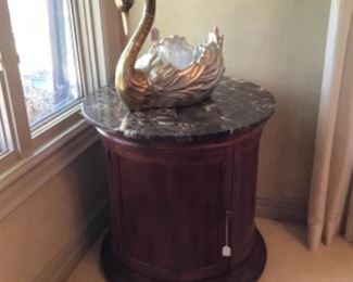 Marble Top End Table and Fabulous Swan