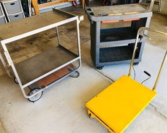 Metal cart, plastic cart, and hydraulic cart 