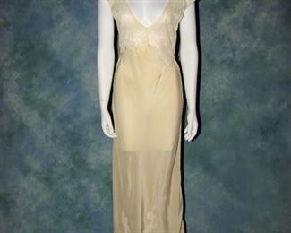 1920s bias cut lingerie gown with lace